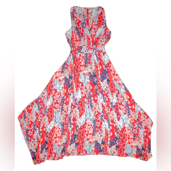 SOLD • Japna Floral Handkerchief Hem Sleeveless Floral Maxi Dress XS - Picture 1 of 7
